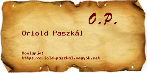 Oriold Paszkál névjegykártya